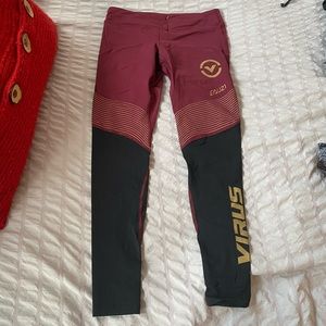 Gold and Burgundy Virus Pants